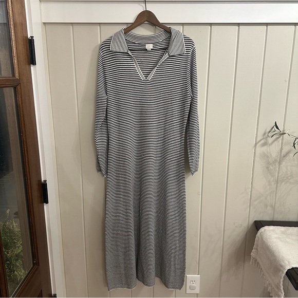 a new day Black and White Striped Long Sleeve Thin Sweater Dress, Size XXL - Picture 1 of 7